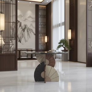 <span class=keywords><strong>Mesa</strong></span> <span class=keywords><strong>Consola</strong></span> de Estilo Chino Moderno |   <span class=keywords><strong>Mesa</strong></span> de Entrada de Madera Maciza y Mármol para Entrada de Galería de Arte Bohemia y Entrada de Casa de Campo - Product Image 4