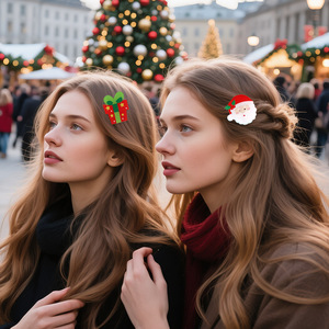 Dessin animé de noël Mini épingle à <span class=keywords><strong>cheveux</strong></span> mignon arbre de noël père noël <span class=keywords><strong>cheveux</strong></span> arcs père noël houx baie renne paillettes épingles à <span class=keywords><strong>cheveux</strong></span> pour les enfants - Product Image 3