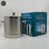 Seau à glace et bac à vin isothermes en acier inoxydable à double paroi, design à filetage droit, capacité 1L-2L, pour fêtes modernes
