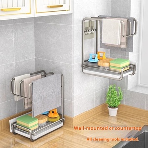 Straccio stenditoio stendibiancheria lavello da cucina mensola staffe in acciaio inox supporto per spugna spazzola portasapone - Product Image 2