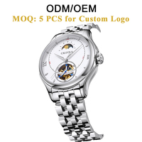 Montre Homme Automatique Mécanique Squelette en Acier Inoxydable Résistante à l'Eau, Style ODM/OEM, Vente en Gros et en Vrac
