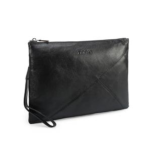 Maroquinerie Logo Personnalisé En Cuir Véritable <span class=keywords><strong>Noir</strong></span> Sac de Poignet <span class=keywords><strong>Homme</strong></span> Enveloppe <span class=keywords><strong>Pochette</strong></span> - Product Image 1