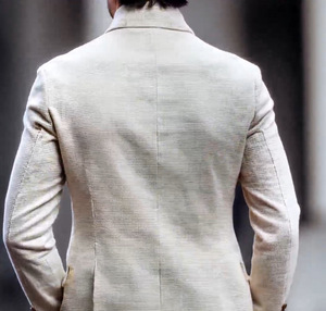 <span class=keywords><strong>Blazer</strong></span> da Uomo Bianco a Pied-de-Poule con Colletto alla Coreana - Giacca Formale Slim-Fit con Bottoni Dorati Sehe Fashion - Product Image 3