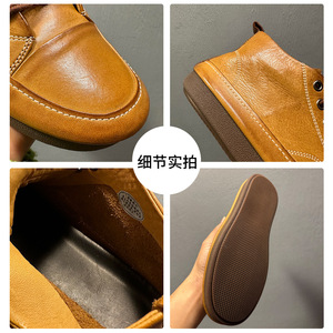 Chaussures en cuir pour hommes QHCCID, à lacets, semelle en caoutchouc, talon moyen, confortables, pour le bureau, décontractées, habillées - Product Image 4