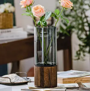 Легкая Роскошная декоративная ваза, креативная стеклянная ваза основного цвета, ваза для воды, цветы, роза, лилия, Цветочная композиция, украшение