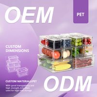Boîtes de rangement pour réfrigérateur en PET transparentes, robustes, empilables et pratiques avec couvercles pour fruits et aliments de cuisine afin de maximiser l'espace du réfrigérateur