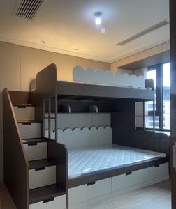 Lit superposé autoportant moderne et écologique avec 3 tiroirs de rangement, meuble de chambre à coucher gain de place pour usage domestique - Product Image 4