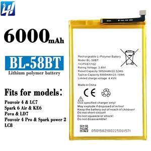Baterai Ponsel BL-58BT untuk Tecno Pouvoir 4 LC7 Pouvoir 4 Pro Spark Power <span class=keywords><strong>2</strong></span> LC8 Spark 6 Air KE6 Pova LD7 - Product Image 6