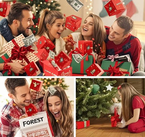 Caja de regalo de Navidad DIY papel plegable dinero cumpleaños sorpresa rebote explosiones sobre rojo Surpris - Product Image 4