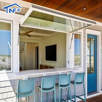 Fenêtre à auvent moderne en aluminium sur mesure, à ouverture par le haut, insonorisée, coupe-vent, avec vérin à gaz et store enrouleur pour cuisine et usage extérieur