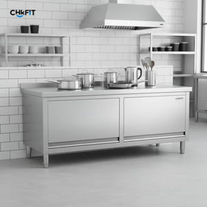 CFT 상업용 주방 작업 캐비닛 슬라이딩 도어 내구성 강한 스테인리스 스틸 201/304 NSF 인증 300kg/m 고하중용 - Product Image 1