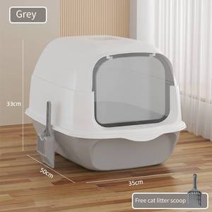Bac à litière pour <span class=keywords><strong>chat</strong></span> fermé à capuche, grand, <span class=keywords><strong>multicolore</strong></span>, amovible et lavable, sans dégâts, avec couvercle pour chats de grande taille - Product Image 4