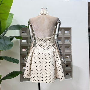 Elegante Abito Corto Vintage con Stampa <span class=keywords><strong>a</strong></span> <span class=keywords><strong>Pois</strong></span> Floccata, Halter e Schiena Scoperta - Product Image 3