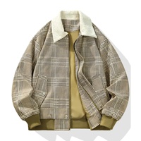 Veste Classique à Carreaux pour Hommes - Col en Sherpa à la Mode, Tissu Chaud Idéal pour le Style Casual et Rétro, Fabricant de Vestes