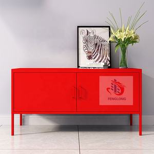 Meuble <span class=keywords><strong>TV</strong></span> scandinave blanc brillant en acier avec portes, multifonctionnel pour salon, divertissement à domicile, hôtel, atelier - Product Image 4