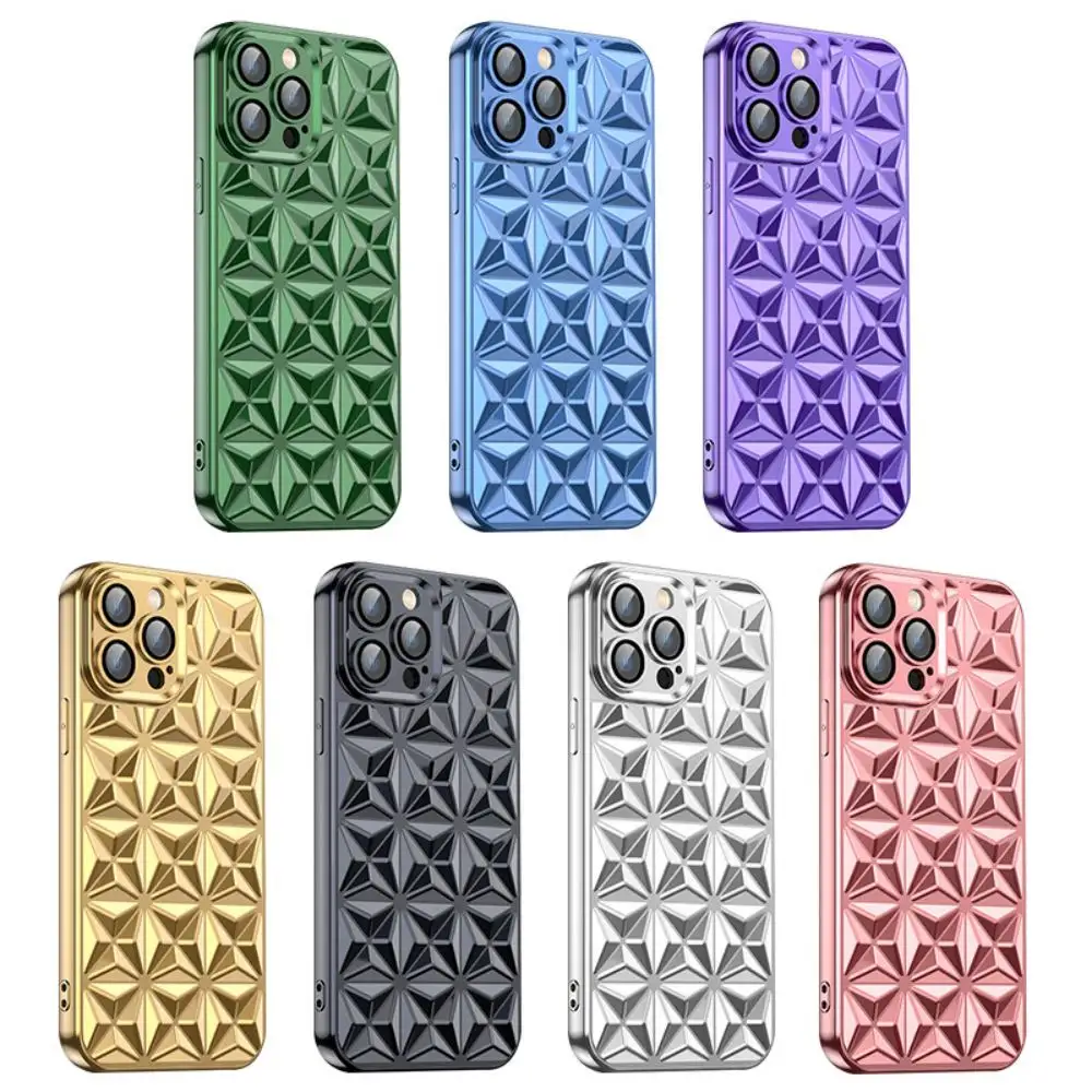 Hochwertige 6D Galvanisierung Rhombic-Diamantmuster TPU-Hülle für Iphone 14 13 12 Pro max Großhandel Handy-Rückenabdeckung