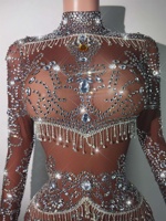 Robe de soirée moulante de luxe en maille ornée de strass et de franges pour fête d'anniversaire, robe de soirée formelle grande taille, robe de soirée pour femmes, robe de soirée en boîte de nuit