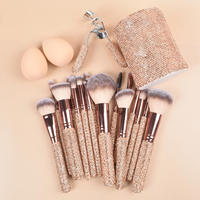 Ensemble de pinceaux de maquillage en strass, diamants artificiels, pinceaux de beauté pour le visage, pinceaux à paupières, blush, fond de teint, ensemble de pinceaux de maquillage avec boîte cadeau