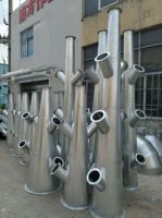 Vente directe usine : Collecteur de poussière industriel conique multi-interface en acier inoxydable pour conduits d'air, à branches multiples