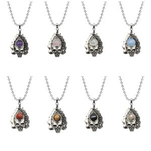 Haute qualité en acier inoxydable longue chaîne à maillons Nature pierre ronde charmant pendentif <span class=keywords><strong>collier</strong></span> bijoux avec une pierre précieuse à bas prix - Product Image 2