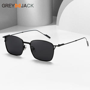 แว่นกันแดดโพลาไรซ์เกรย์แจ็คกรอบโลหะสีดำ UV400 เลนส์ TAC ประเภท 3 ที่บังแดดสไตล์ยุโรป - Product Image 3