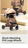 Poussette réversible haute vue pour bébé, cadre en acier inoxydable, légère, pliable, multicolore, 0-3 ans, extérieur