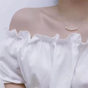 Collier en perles d'eau douce Zhuji Zhizhen, doux et élégant, essentiel pour l'été, pendentif tendance, style identique à celui de M Home, chaîne à motif d'épi de blé souriant - Product Image 4