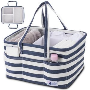 Organizer Portatile in Tela per Pannolini con Borsa Grigia e Tasca Portaoggetti per Bambini, Capacità 17L, Leggero con Manico Morbido - Product Image 1