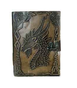 Nouveau carnet à couverture rigide A5 en cuir gaufré dragon, cousu main, avec papier à bords festonnés, écologique et moderne, vente en gros New Era - Product Image 3