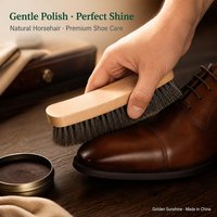 Brosse de nettoyage pour chaussures en crin de cheval naturel, brosse à chaussures en bois cintrée, brosse de soin pour cuir brun foncé