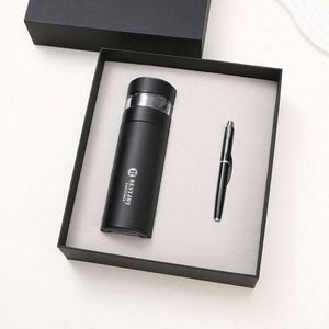 Modern Art Stainless Steel Silk Screen Printed <b>Tea</b>-Water Separation <b>Thermos</b> Cup Notebook Business Set Custom Logo Gift Box - Product Image 3