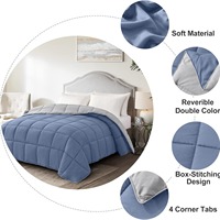 Couette réversible pour lit simple, double, queen, king et très grand lit |   Microfibre Box Stitch, toutes saisons, lavable en machine