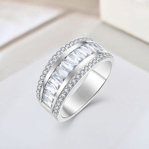 925 Sterling Silver Square <strong>Ring</strong> Set Custom Jewelry With White Zircon And <strong>Diamond</strong> European American Fashionable For Women <strong>Men</strong>