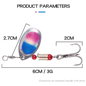 Leurre de pêche en métal en forme de cloche avec hameçons triples, 6 cm, 3 g, Luia, appât biomimétique rotatif en métal scintillant - Product Image 2