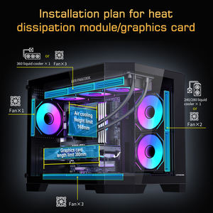Boîtier PC MATX Lovingcool avec 3 panneaux en verre trempé, design panoramique, flux d'air élevé pour <span class=keywords><strong>système</strong></span> de jeu, intégrateur, commande en gros - Product Image 3