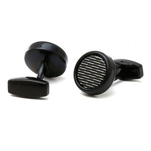 New Fashion <b>Shirt</b> Cuff Links Men's <b>Cufflinks</b> <b>with</b> White Stripes Round Design Black <b>Shirt</b> Accessory - Product Image 4