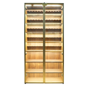 Muxiang Pipe Cabinet With Led Lighting Storage Display Rack For Cigar Bar Counter Vintage Style Wall Cabinet - Product Image 2