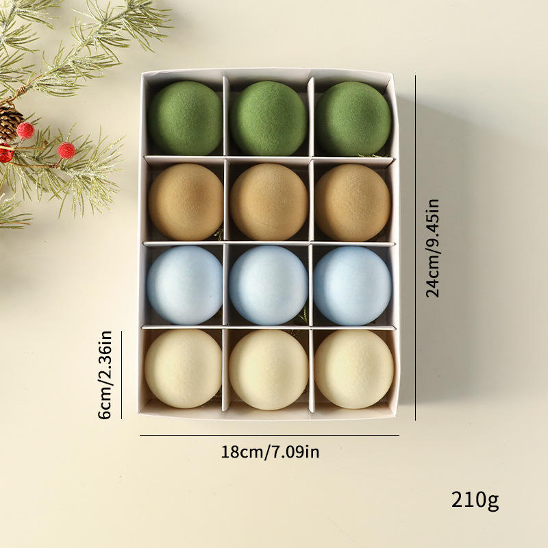 Boule de velours 6cm12pcs bleu et vert/boule de flocage