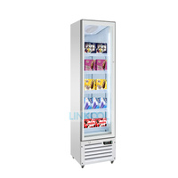 Réfrigérateur vertical à glace ultra-mince en verre noir 220V pour magasin