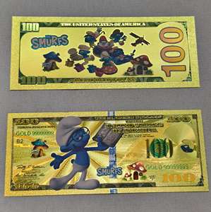 De Smurfen - thema vergulde folie bankbiljet voor herdenkingscollectie cadeau souvenir - Product Image 3