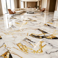 Carrelage vitrifié GILDESTONE Quiet Luxury en marbre veiné doré à glaçure métallique pour murs et sols intérieurs de villas aux États-Unis 600x1200mm