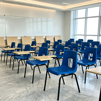 Ensemble table et chaises de formation, plateau en MDF, siège en plastique, chaise avec accoudoirs et tablette d'écriture pour mobilier de salle de classe, certifié CE