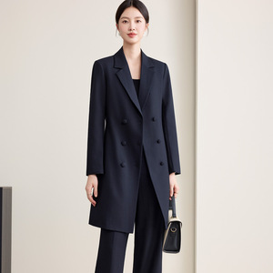 Women's Black Trench Coat Slim Fit Three Quarter Sleeve Anti Wrinkle Work Uniform - Product Image 2