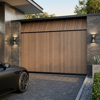 Porte de garage moderne en aluminium à lamelles, automatique, encastrée, en alliage d'aluminium à grain de bois, pour villa et usage commercial