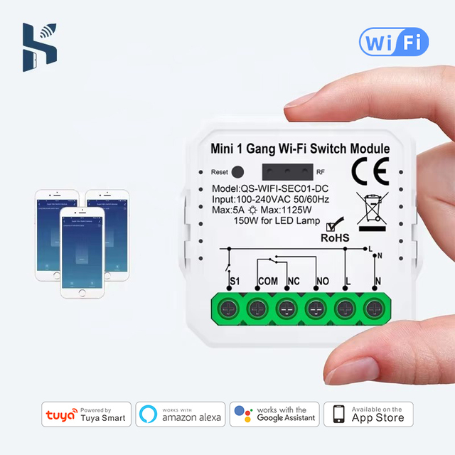 15mm Ultra-Thin 16A Wi-Fi Smart Switch Module for Wall Switch Applications