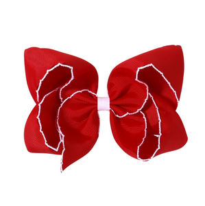 OKAY Custom 6 pulgadas <span class=keywords><strong>JOJO</strong></span> Grosgrain Hair Clip Bows con Moon Stitch Trim Edge para Baby Girl Accesorios - Product Image 5