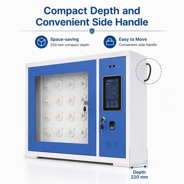 20 Slot Intelligent Key Management Cabinet Touch Screen Fingerprint for Hotel Property Vehicle Key Secure Centralized Storage