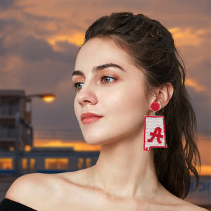 Woven Earrings Simple Fashion <b>Letter</b> a Red White Rice Beads Pendant Earrings for Women Uionen 1887 - Product Image 4