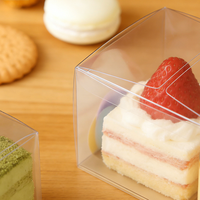 Boîte à gâteau en PET de qualité alimentaire moulée sur mesure avec couvercle transparent, emballage jetable gaufré pour tranches de fromage, snacks et desserts