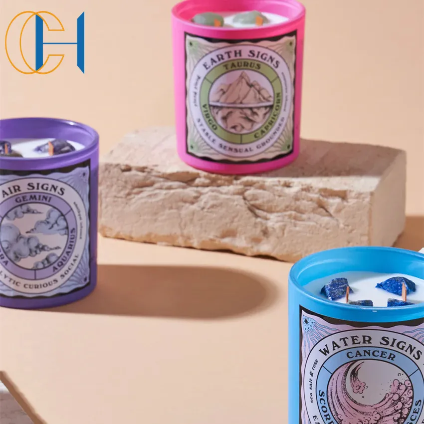 C & H Vente en gros Étiquette personnalisée Tasse en verre décorative pour la maison Cire de soja Bougie parfumée en vrac pour la décoration intérieure